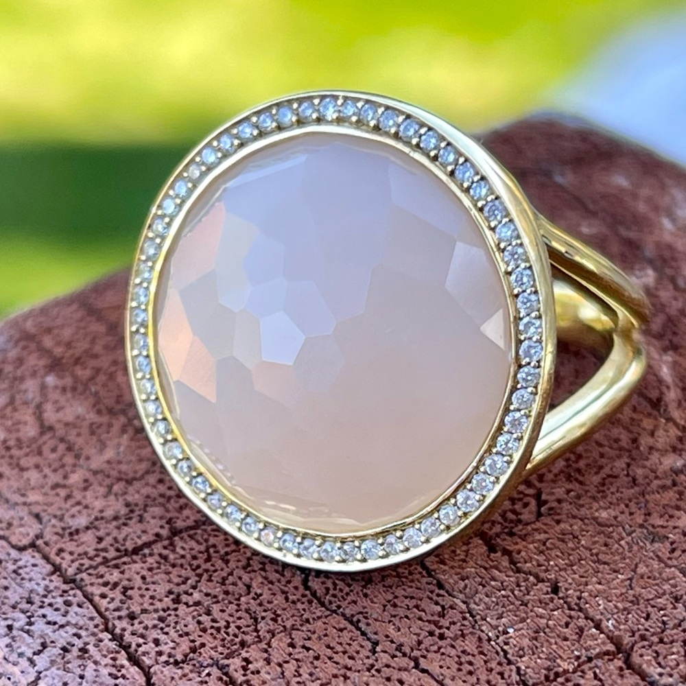 IPPOLITA 18K Yellow Gold Lollipop® Peach Moonstone & Diamond Statement Ring 🇮🇹 - Picture 7 of 16